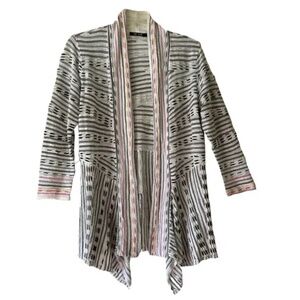 Nic+Zoe | Textured Mixed Knit Open Front Cotton Blend Cardigan Sweater, Medium